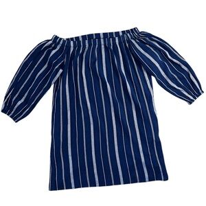 Lauren Ralph Lauren Off The Shoulder Dress Size Medium Navy Striped Cover Up